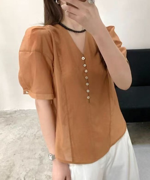 「FAVORITO」 半袖ブラウス F ベージュ レディース_画像7