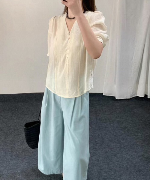 「FAVORITO」 半袖ブラウス F ベージュ レディース_画像9
