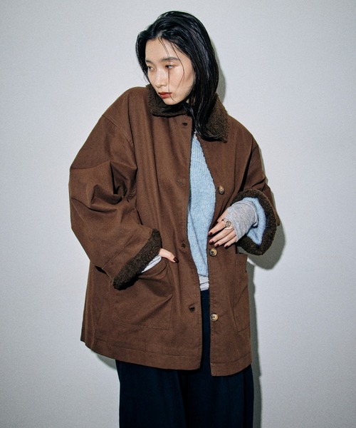 Papas＋　アンゴラ カシミヤ混ウール カバーオールジャケット　L ブラウン Papas＋ アンゴラ カシミヤ混ウール カバーオールジャケット L ブラウン