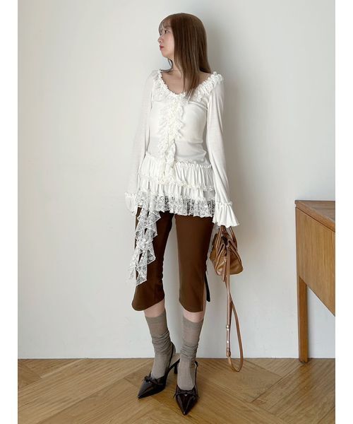 ティアードフリルカットソープルオーバー ¥14,960税込→13.000 SNIDEL（スナイデル） tシャツ ティアードフリルカットソープル