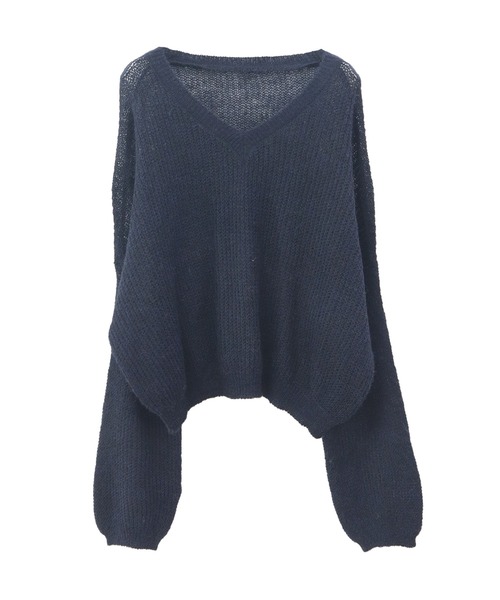 「Reurie'」 長袖ニット FREE ネイビー レディース_画像6