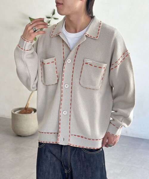 「CPCM」 ニットカーディガン MEDIUM ネイビー レディース_画像2