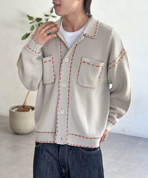 「CPCM」 ニットカーディガン MEDIUM ネイビー レディース_画像3