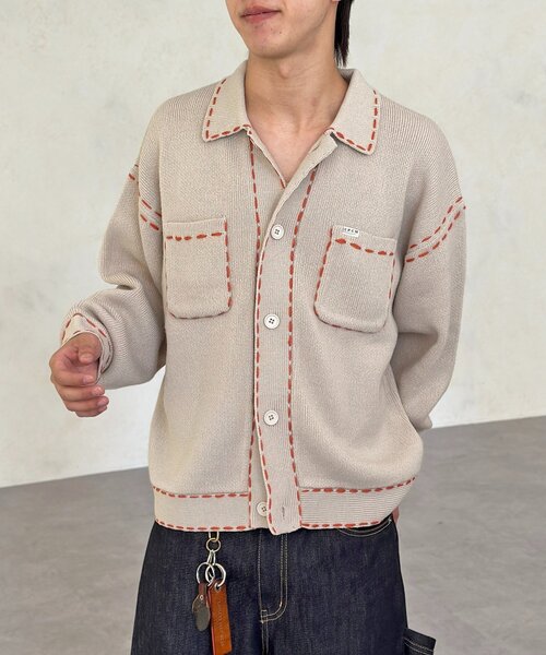 「CPCM」 ニットカーディガン MEDIUM ネイビー レディース_画像4