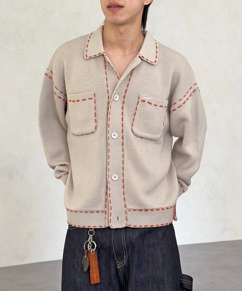 「CPCM」 ニットカーディガン MEDIUM ネイビー レディース_画像5
