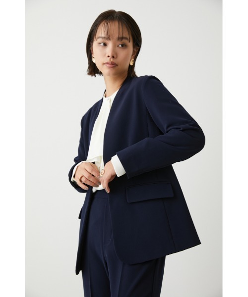 「crie conforto」 ノーカラージャケット SMALL ネイビー レディース_画像4