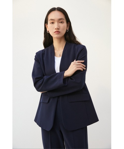 「crie conforto」 ノーカラージャケット SMALL ネイビー レディース_画像6