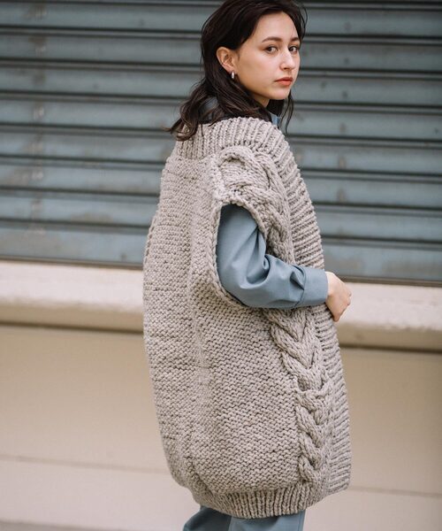 「Audrey and John Wad」 ニットベスト FREE ホワイト レディース_画像3