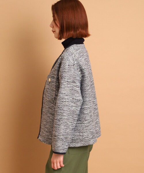 「Dessin」 ノーカラージャケット 02 ネイビー レディース_画像3