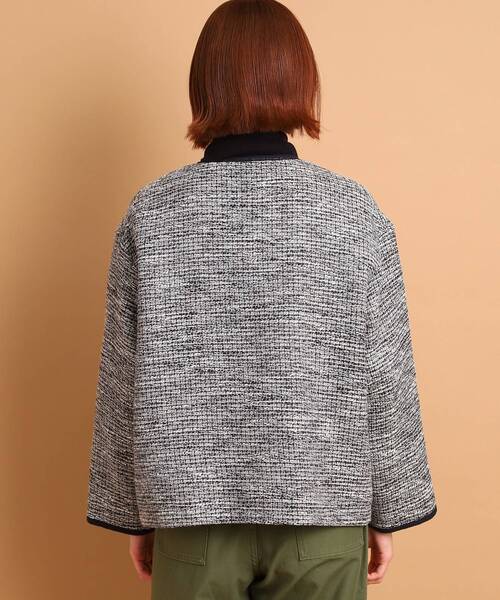 「Dessin」 ノーカラージャケット 02 ネイビー レディース_画像4