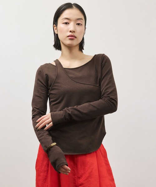 新品未使用　アダムエロペ　桜色トップス ADAM ET ROPE'（アダムエロペ） tシャツ ワンショルダートップス