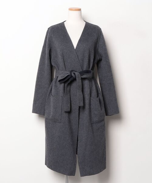 「Sov.」 ノーカラーコート 36 グレー レディース_画像3