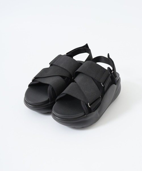「FUNALIVE」 「l.b.evans」フラットサンダル US9 ブラック レディース_画像5