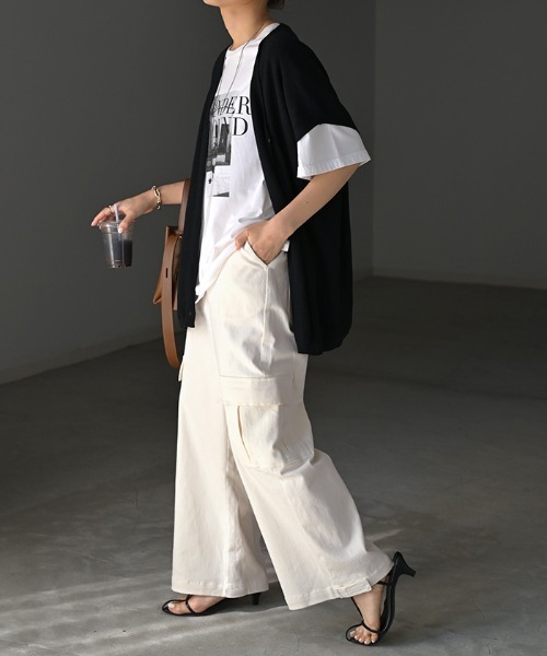 「HUG.U」 カーゴパンツ L カーキ レディース_画像3