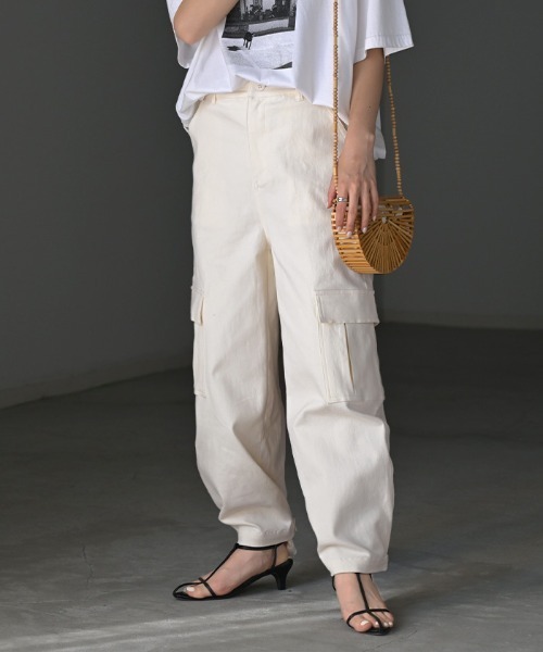 「HUG.U」 カーゴパンツ L カーキ レディース_画像4