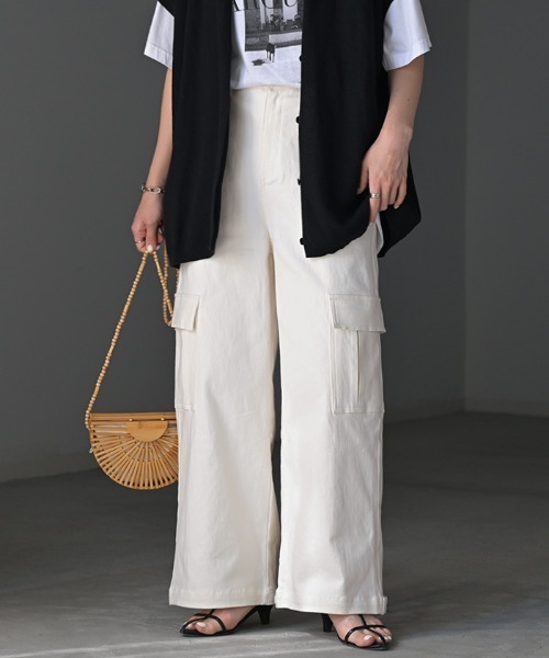 「HUG.U」 カーゴパンツ L カーキ レディース_画像5