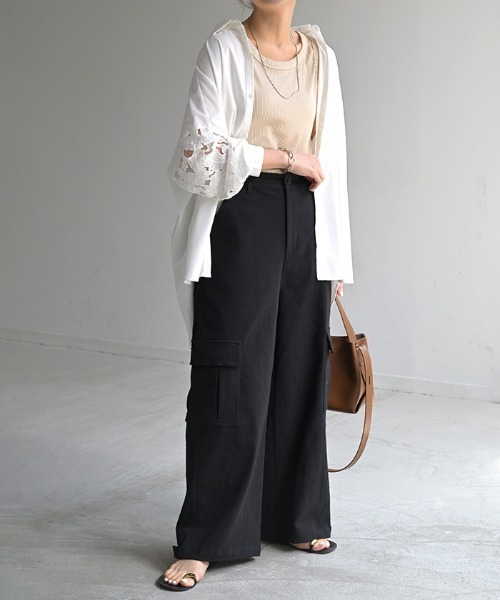 「HUG.U」 カーゴパンツ L カーキ レディース_画像9