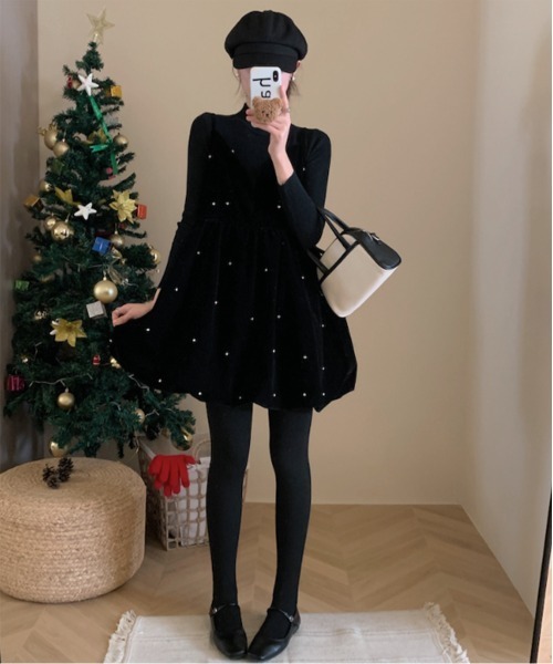 「by muni:r」 キャミソールワンピース FREE ブラック レディース_画像2