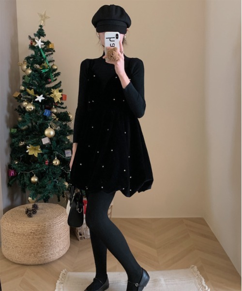 「by muni:r」 キャミソールワンピース FREE ブラック レディース_画像4