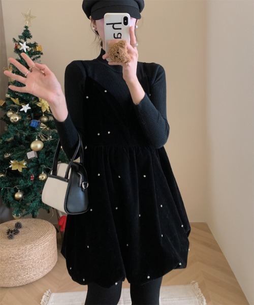 「by muni:r」 キャミソールワンピース FREE ブラック レディース_画像6