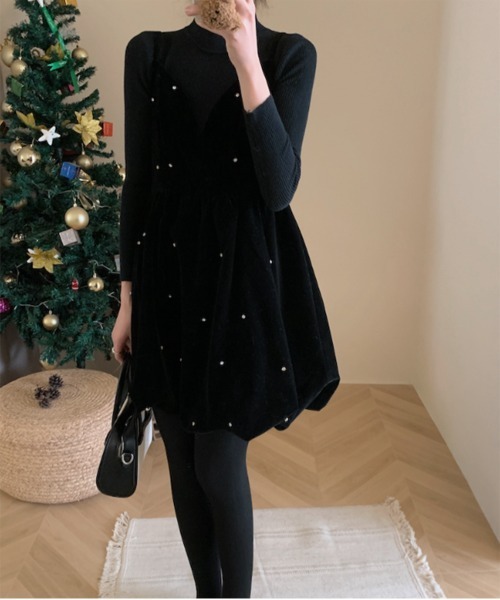 「by muni:r」 キャミソールワンピース FREE ブラック レディース_画像7