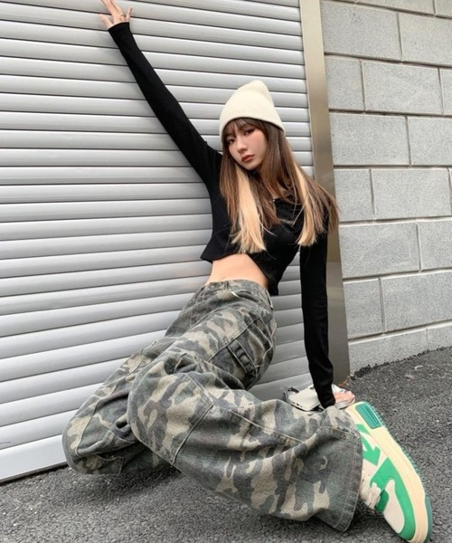 「CANVAS+」 パンツ L カーキ レディース_画像5