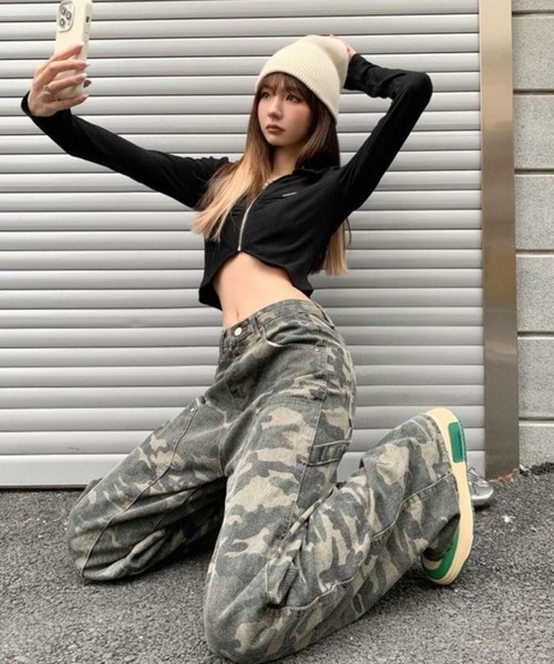 「CANVAS+」 パンツ L カーキ レディース_画像6