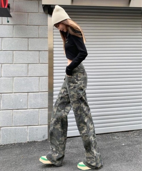 「CANVAS+」 パンツ L カーキ レディース_画像9