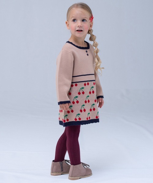 「combimini」 「KIDS」ニットワンピース 90 ネイビー キッズ_画像3