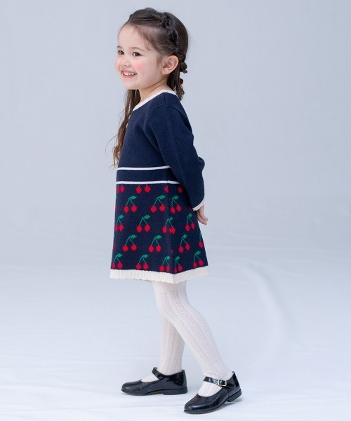 「combimini」 「KIDS」ニットワンピース 90 ネイビー キッズ_画像4