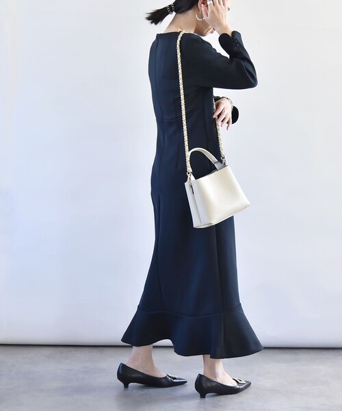 「quaranciel」 長袖ワンピース ONE SIZE ネイビー レディース_画像3