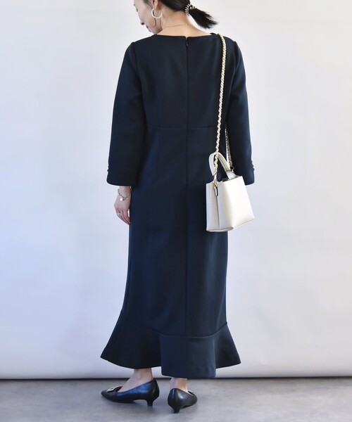 「quaranciel」 長袖ワンピース ONE SIZE ネイビー レディース_画像4