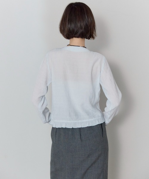 leimn ブラウス シャツ 夏 フロントシャーリングシアーブラウス
