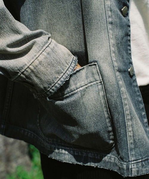 「LIDNM」 デニムジャケット MEDIUM グレー メンズの画像