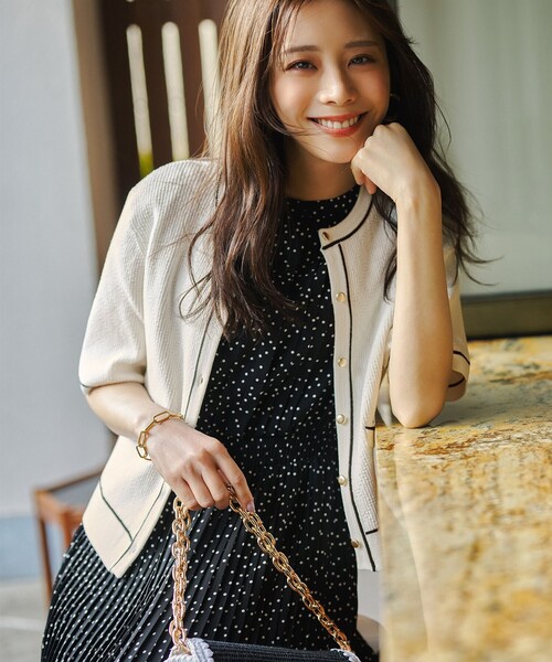 新品未使用 ANAYI 24SS プレイドパターンバイカラーカーディガン 38 ANY SIS（エニィスィス） カーディガン バイカラーニット カーディガン
