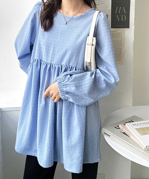 「GeeRA」 長袖チュニック X-LARGE ブルー レディース_画像9