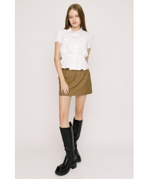 tシャツ RANDOM SHIRRING CUT TOPS ランダムシャーリングカットトップス 春服 夏服 レディースの画像