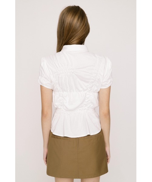 tシャツ RANDOM SHIRRING CUT TOPS ランダムシャーリングカットトップス 春服 夏服 レディースの画像