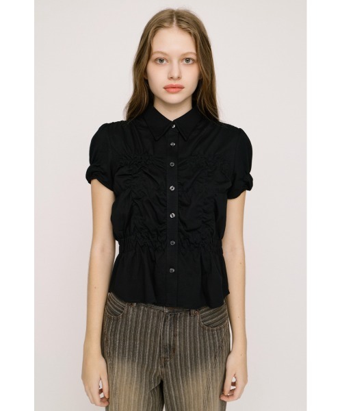 tシャツ RANDOM SHIRRING CUT TOPS ランダムシャーリングカットトップス 春服 夏服 レディースの画像