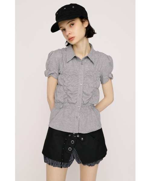 tシャツ RANDOM SHIRRING CUT TOPS ランダムシャーリングカットトップス 春服 夏服 レディースの画像
