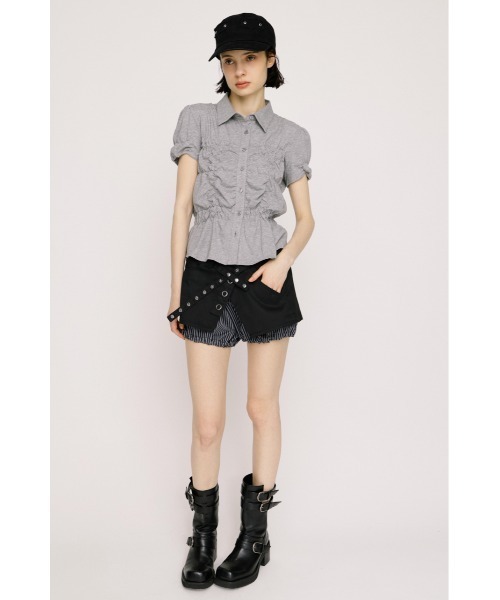 tシャツ RANDOM SHIRRING CUT TOPS ランダムシャーリングカットトップス 春服 夏服 レディースの画像