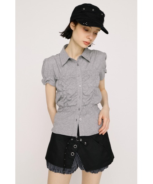 tシャツ RANDOM SHIRRING CUT TOPS ランダムシャーリングカットトップス 春服 夏服 レディースの画像
