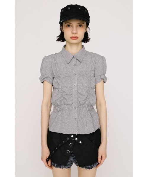 tシャツ RANDOM SHIRRING CUT TOPS ランダムシャーリングカットトップス 春服 夏服 レディースの画像
