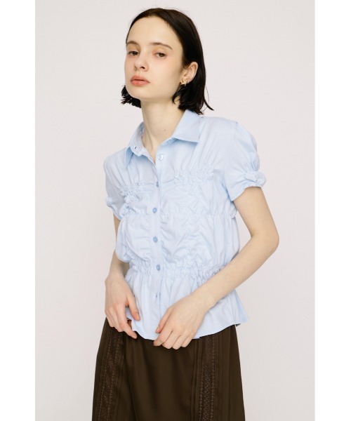 tシャツ RANDOM SHIRRING CUT TOPS ランダムシャーリングカットトップス 春服 夏服 レディースの画像