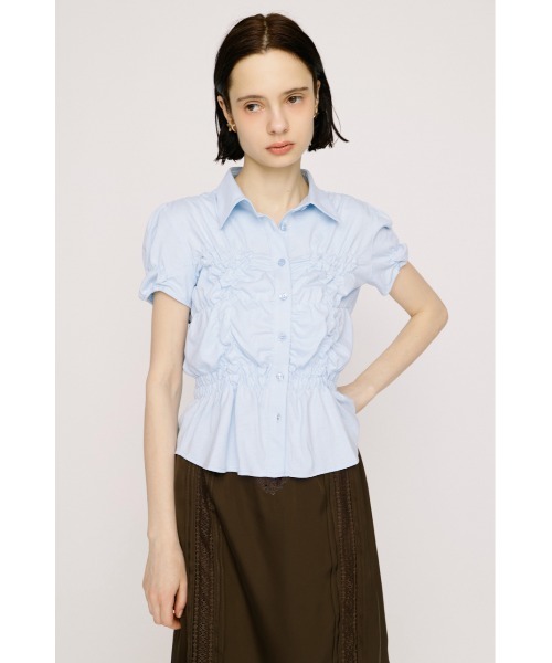 tシャツ RANDOM SHIRRING CUT TOPS ランダムシャーリングカットトップス 春服 夏服 レディースの画像