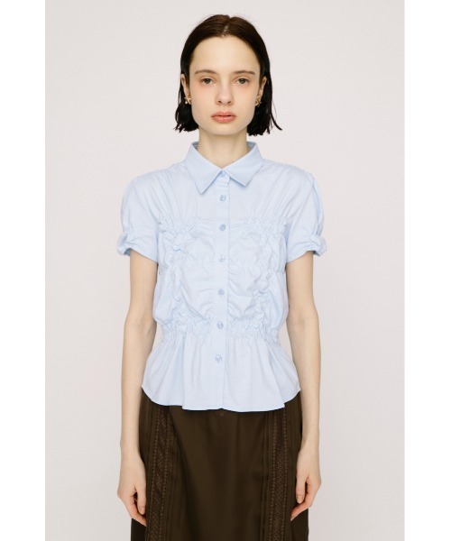 tシャツ RANDOM SHIRRING CUT TOPS ランダムシャーリングカットトップス 春服 夏服 レディースの画像