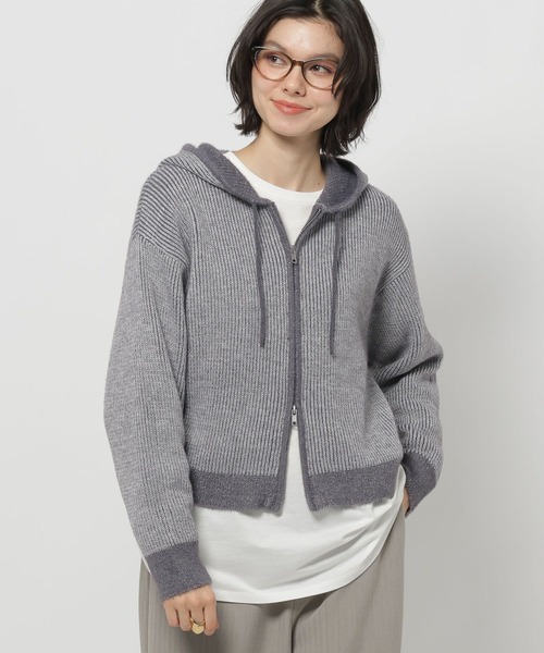 【Nico】CSアランニットカーディガン グレーb 2021AW niko and…（ニコアンド） ニットカーディガン LARGE ブルー レディース