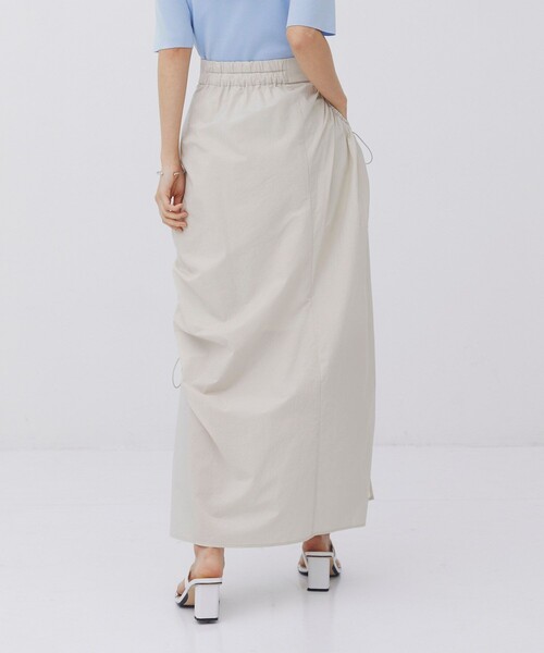 スカート 「新作」アシメホールギャザースカート｜ウォッシャブル/細見え/軽量/夏服の画像