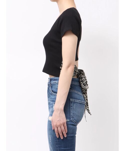 GYDA（ジェイダ） tシャツ 半袖 レオパードバックリボントップス