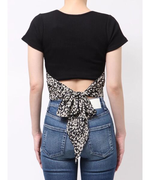 GYDA（ジェイダ） tシャツ 半袖 レオパードバックリボントップス